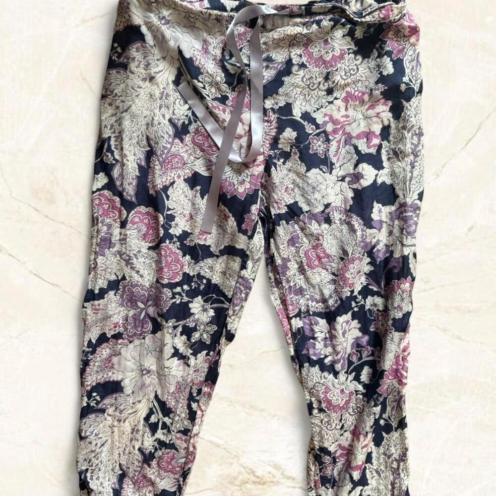 Papinelle Purple Floral Silk Blend Pajama Set size small - Picture 9 of 13